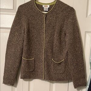 Talbots green cardigan with lighter Green Accents